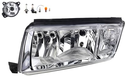 Johns, Scheinwerfer Halogen Front kompatibel zu Skoda Fabia 6Y 09/99-03/08 H7 H3 Links + Nebelscheinwerfer + Leuchtmittel