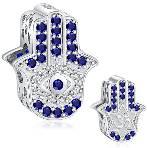 Charm Hand der Fatima, Anhänger Charm Das Böse Auge aus 925 Sterlingsilber, Für Beaded Charms für Pandora European Armbänder Geschenke für damen mädchen