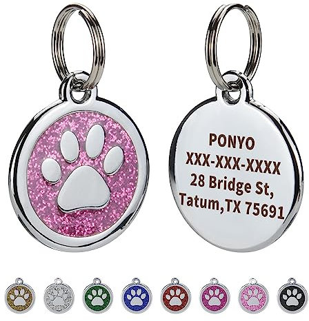 3 Stück Personalisierte Haustier ID Tags für Hunde und Katzen, benutzerdefinierte Laser gravierte Name und Nummer, Zink Legierung Nette Pfote geformte Hundehalsband ID Tag. (Rosa)