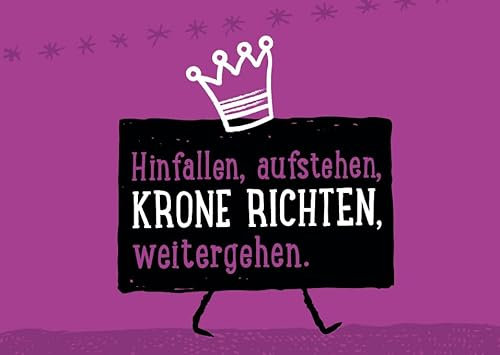Gutsch Verlag Motivations-Postkarte mit Spruch Hinfallen, aufstehen, Krone richten, weitergehen – Inspirierende Karte für Durchhaltevermögen und Positives Denken