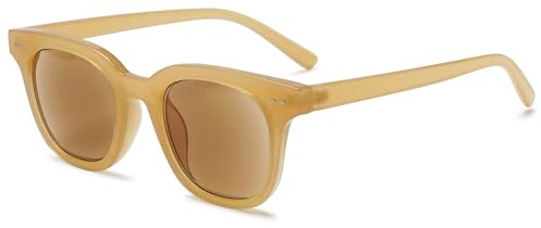 VEVESMUNDO Sonnenlesebrille Getönt Lesebrille Damen Herren Rechteckig Sonnenbrille Blaulichtfilter Hornbrille Sehhilfe mit Sehstärke (+2.5, 1 Stück Gelb Rahmen&Braun Linsen Sonnenlesebrille)
