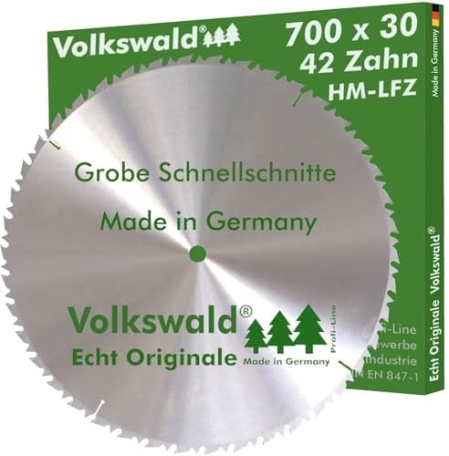 Volkswald ® HM-Sägeblatt LFZ 700 x 30 mm Z= 42 für Tischkreissägen Wippkreissägen Brennholzsägen Kreissägen für Naturholz Massivholz Brennholz Hartholz Weichholz