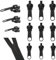PRETTI Cursore Cerniera Ricambio,12 Pezzi Cerniera Metallo Zip di Ricambio,3 dimensioni Cursori Kit Riparazione Cerniere Lampo,Zip Cerniera kit di Riparazione Cerniera di Ricambio per Giacca, Cappott