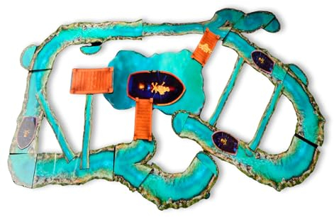 DND WH40K Scenery Terrain for 28mm Miniatures Double-Sided River Road Bridge Boat Lava-D&D 5e Pathfinder Battlefield 2D Fantasy Modular Battlemat Warmachine Hordes Age of Sigmar Tabletop RPG Wargaming