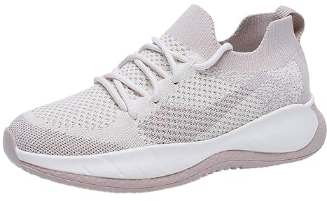 KKvoPiQ Mode Frühjahr und Herren Sportschuhe Flache Unterseite Leichte Fly Woven Mesh Atmungsaktiv Slip On Bequem und einfach Schwarze Plateau Schuhe Damen (Pink, 36.5)