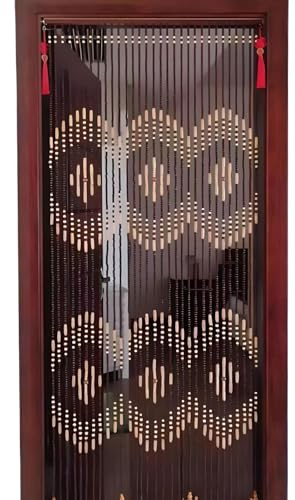 Eiauiuo Holz Perlenvorhang Tür Vorhang mit Perlen Insektenschutz Fliegenvorhang Balkontür Fadenvorhang Atmungsaktiv Belüftet Türvorhang für Zimmereingänge Veranden Flure(90x180cm(31 Stränge))