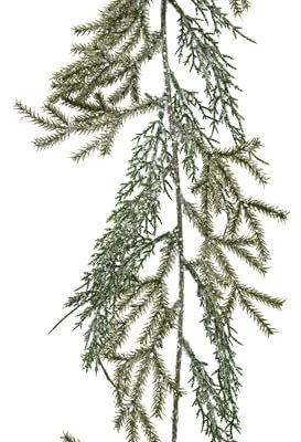 Kaemingk Zypressen & Zedern Girlande künstlich beschneit 1,8m x 20cm Spritzguss - Koniferenmix Wintergirlande zum Dekorieren Basteln - Weihnachtsgirlande Kunstgirlande Dekogirlande Weihnachten - Grün