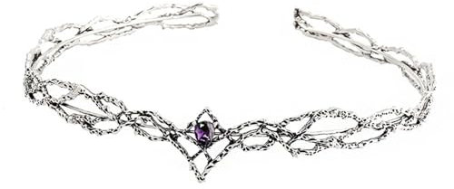 XUCZHAI Elfen-Stirnband Elfen Krone Tiara Frauen Waterdrop Zirkon Stirnband Braut Haar Zubehör Geschenke Schmuck Hochzeit Kopfbedeckungen(Silver Purple)