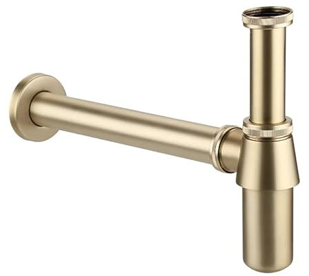 Premium Basin Sink Brushed Brass Bottle Trap Waste Round-Quality Heavy Trap