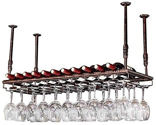 sjdoPulse Portabottiglie Portabicchieri da Vino, Portabottiglie da Soffitto, Portabicchieri da Vino Appeso, Portabicchieri da Appendere al Bancone del Bar - Bronzo 80×30Cm