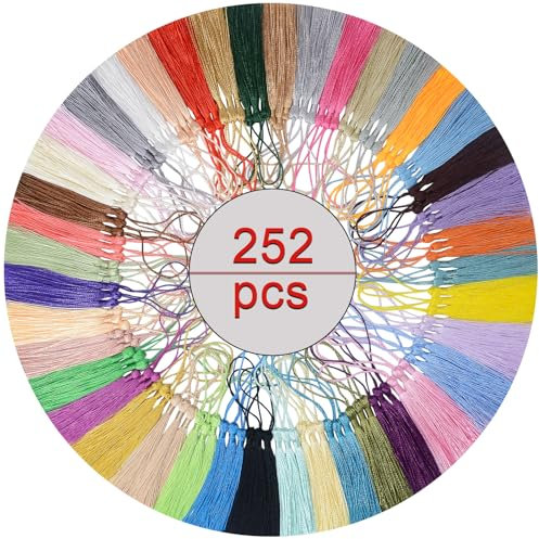 252 Stück Bunte Mini Quasten Anhänger Klein Seidige Quaste Basteln Deko für DIY Lesezeichen Frau Schmuck Schlüsselanhänger Charm Geschenk Personalisiert Weiche Zubehör