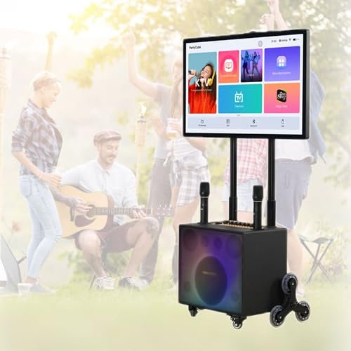 Máquina De Karaoke Portátil Para Exteriores, Sistema De Altavoces Bluetooth Con Pantalla Táctil Profesional De 148 W Y Pantalla De 32 Pulgadas, Disco Duro De 512 Gb, Altavoz Led De Color Plegable Par
