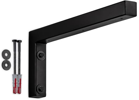 SOTECH 1x Wandkonsole L-Form 350x150x30 mm schwarz matt pulverbeschichtet | robuste Winkelkonsole zur Wandmontage, besonders geeignet für DIY-Projekte