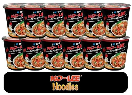 KO-LEE Go Cup Noodles 65g from Serendib | (12 Cups, Korean Spicy Chicken Noodle)