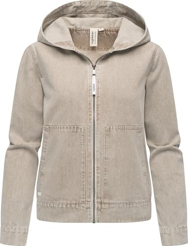 Ragwear Damen Jeansjacke leichte Übergangjsacke in Denim-Optik mit Kapuze Lerris Denim YOUMODO Ecru Gr. L