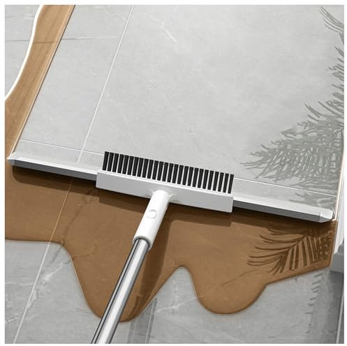 RYJYQYX Escoba De Silicona, Multifunción con Mango Largo de 125cm Aragan para Suelos, Rasqueta Suelo para Suelos Lisos,Alfombras,Ventanas