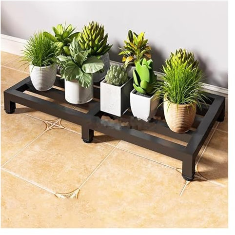 DGAMHF Metal Plant Pot Stand Feet, Warehouse Supermarket Floor Shelves, 10cm Heightening Cookers Base Tray, Fridge Air Conditioner Base Stand(Black,50x30x10cm)