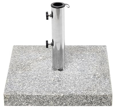 Beliani Garten Sonnenschirmständer Granit/Edelstahl quadratisch grau 45x45 cm Cerzeto