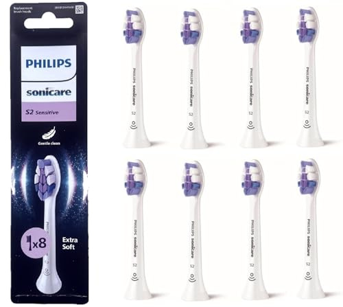 Philips HX6058/87 S2 White Set of 8 Brush Heads for Electric Toothbrushes