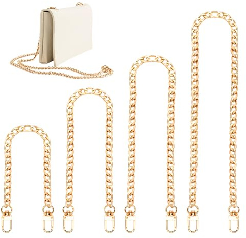 HMCEY 4 PCS Taschenkette Gold 40/60/100/120 CM,Taschenriemen Kette für Handtasche,Bag Strap Chain,Schulterriemen für Taschengurt Kette Taschenhenkel,Ersatzkette Taschenband,Trageriemen Umhängetasche