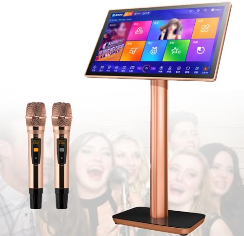 Atwynd KTV Singing Karaoke Player, 4K HD Capacitive Touch Screen Karaoke Machine Home/KTV Jukebox, with 2 Professional Reverb Microphones, Online Cloud Songs, 27 Languages 22in-4T