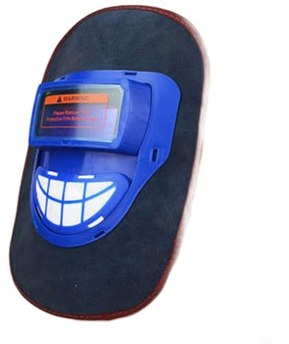 Durashmall Schweiß-Gesichtsschutz, Leder, leicht, 147 g, atmungsaktiv, verbreitert, verlängertes Design für Elektroschweißen und gasgeschirmtes Schweißen, für Schweißhelm, Gelb (blau)