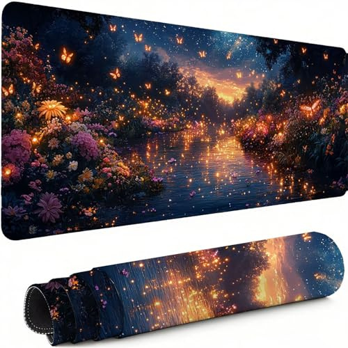 Tapis de Souris Gamer Rêve Tapis Souris XXL 1200 x 600 mm, sous Main Bureauavec Bords Cousus, Lac Mouse Pad avec Caoutchouc Antidérapant, pour Le Bureau Et La Maison, Cadeaux pour Hommes C-5761