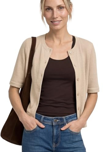 Street One Damen Kurzarm Jacke im Strick-Look
