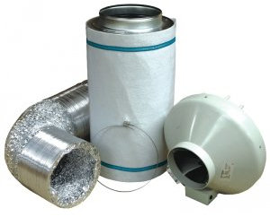 6 150mm Carbon Filter, RVK 150L1 Fan, Ducting & clips - 150/800 600m3/hr