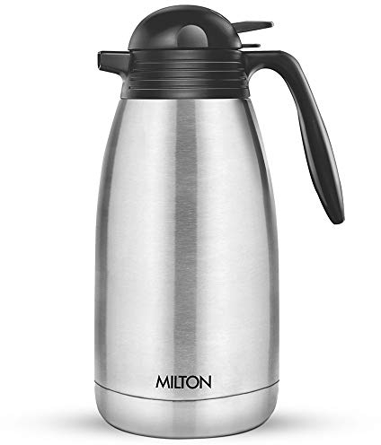 Milton Insulated Jug Coffee Carafe 68 oz Thermosteel Water Coffee,Tea Flask- Double Wall Vacuum Insulated, 304 Stainless Steel Hot Beverage Dispenser-Thermal Carafe AirPot Silver (2000 ml)