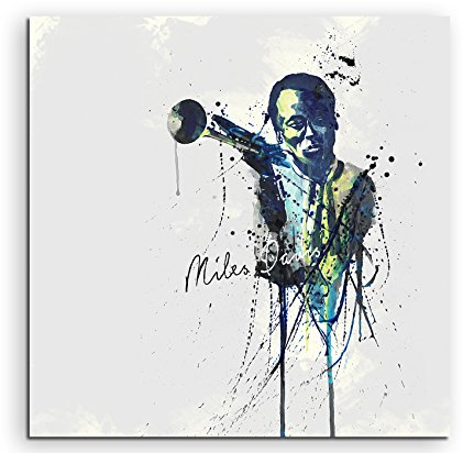 Paul Sinus Art Miles Davis II 60x60cm Keilrahmenbild Kunstbild Aquarell Art Wandbild auf Leinwand fertig gerahmt Original Unikat