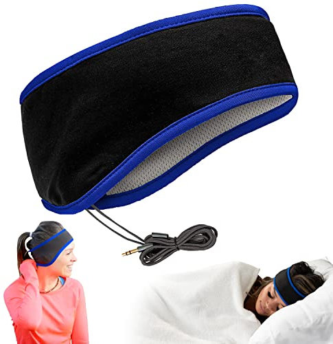 CozyPhones Sleep Headphones & Travel Bag, Lycra Cool Mesh Lining and Ultra Thin Speakers. Perfect for Sleeping, Sports, Air Travel, Meditation and Relaxation - BLUE