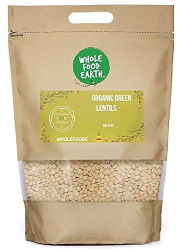Wholefood Earth Bio-Grüne Linsen 1kg | GVO-frei | Vegan | Ballaststoffreich | Proteinreich | Zertifiziert biologisch
