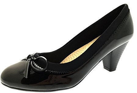Lora Dora Womens Mary Jane Mid Heel Comfort Shoes Black Patent 6