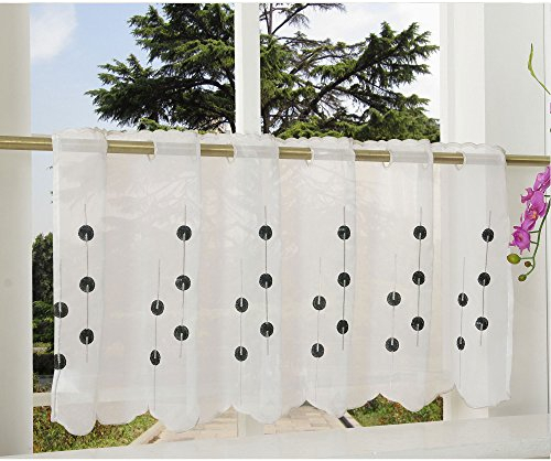 Gardinenbox Transparente Scheibengardine aus Voile, 40x120, Schwarz, luftiger Voile mit gesticktem Muster, 42002