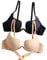 Nature Women's Essentials Deep U Multi-Way Push Up Plunge Bra - (Black+Nude 36C)