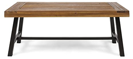 Christopher Knight Home Carlisle Outdoor Acacia Wood Coffee Table, Sandblast/Rustic Metal