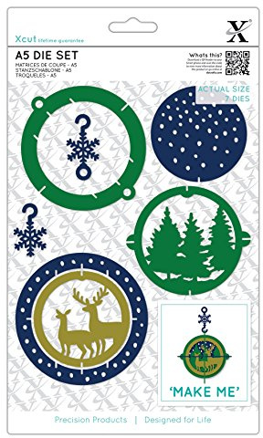 Xcut A5 Dies, Winter Woodland Bauble 7 Pieces, Carbon Steel, Art & Craft, Cutting Tool, Beautiful Decoration, Card Making, Gift Tag Wrapping, Scrapbooking, Invitation Making, Crafters Companion