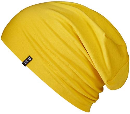 Enter the Complex® Leichte Beanie Mütze, Herren und Damen, Übergangsmütze, Sommer Beanie, Dünne Kopfbedeckung, Baumwolle (Jersey), S/M, Gelb
