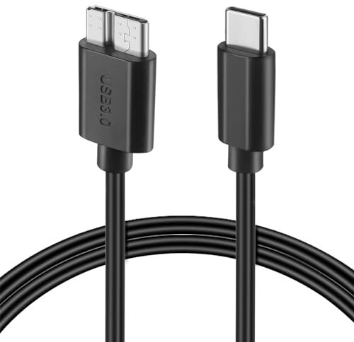 CABLEPELADO Cable USB 3.0 Micro B a USB C Macho, Cable de conexión Micro USB 3.0 a USB Tipo C, Cable USB-C a Micro B 3.0, Compatible con Discos Duros externos, Velocidad hasta 5 Gbit, Negro, 1 Metro