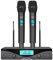 G-MARK Sistema microfonico wireless, set di microfoni dinamici cordless professionali a doppio canale UHF per karaoke domestico, chiesa, DJ, matrimonio, riunioni, eventi, portata di 200 piedi