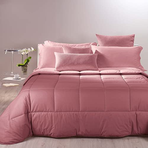 Caleffi 9133, Cotone Bicolor Trapunta per Singolo Letto, Rosa