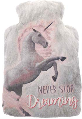 OCTAVE Hot Water Bottle With Soft Faux Fur Cover,2 Litre Luxury Warm Water Bottle with Pom Pom Tie, Super Soft Plush Material Cover,Long Lasting Warmth for Cramps, Neck, Back&Hands (Unicorn,Full Body)