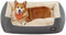 Feandrea Hundebett, Hundekorb mit Wendekissen, 85 x 65 x 21 cm, grau PGW004G01