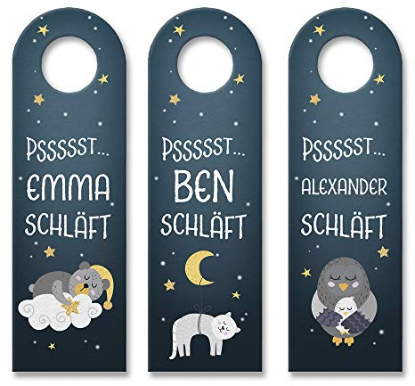 trendaffe - Baby schläft Türhänger - personalisiert mit dem Namen deines Lieblings - cooler Türhänger passende weitere Begriffe dazu: Baby Babybett Kinderzimmer schlafen Traum träumen Eltern