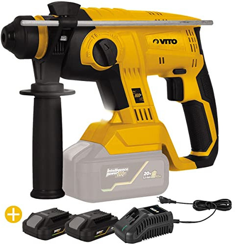 VITO - Marteau Perforateur SDS PLUS sans fil 20V Lithium ion EGO LI + 2 batteries 2AH + Chargeur rapide