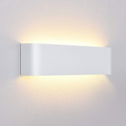 Lightess 16W Wandlampe Innen LED Wandleuchte Weiß Lampe Wand Flur up and Down Leuchten Flach Bettleuchte Weiss IP44 Aluminium Treppenhuas Beleuchtung für Wohnzimmer Schlafzimmer Flur usw, Warmweiss