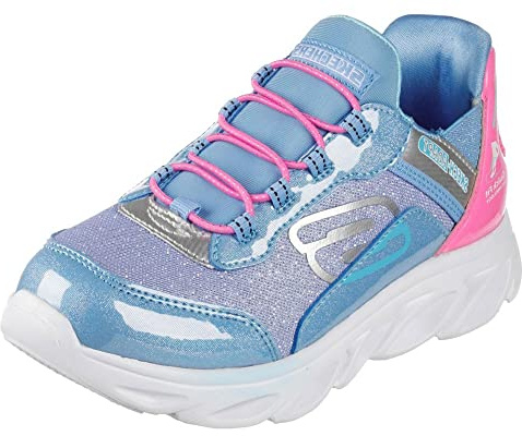 Skechers Flex Glide Sneaker für Mädchen, Blau Rosa Synthetische Mulit Trim, 30 EU