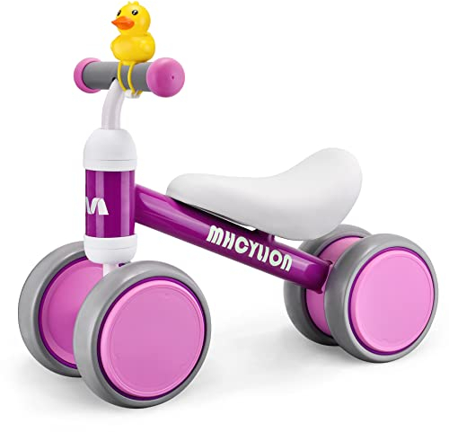 Kinder Laufrad ab 1 Jahr Balance Lauflernrad Spielzeug mit 4 Räder für 10-24 Monate Baby, Erst Rutschrad Fahrrad für Jungen Mädchen als Geschenke Violett