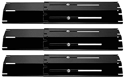 Universal BBQ Heat Shield, Adjustable Heat Plates Flavorizer Bar, Porcelain Steel Gasgrill Burner Cover Outdoor Barbecue Replacement Parts for Most Grills, Length Extends from 29.8cm to 53.3cm 3 Pack